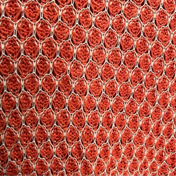 Anthropologie Moth Orange 100% Honeycomb Crew Neck Sweater Size Medium - Picture 4 of 11